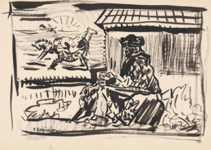 Man with horses, c1935.