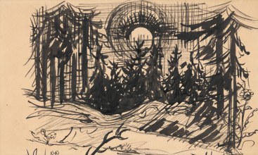 Sunset in the forest, 1930-1939.