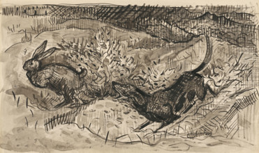 Hunting scene (Hare and dog), 1930-1939.