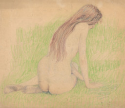Nude in a meadow, around 1912.