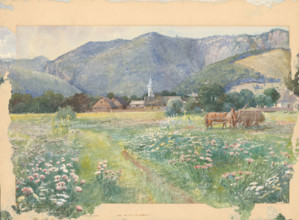 Landscape with a flowering meadow, around 1900.