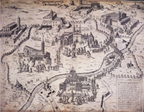 Pictorial map of Rome, 1575, (1890s). Creator: Unknown.