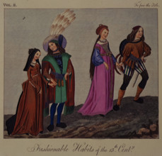 'Fashionable habits of the 15th Century', 1842.  Creator: Unknown.