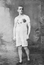 Portrait of the athlete CA Bradley, 1896.  Creator: Sellman & Co.