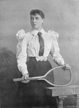 Portrait of the lawn tennis player Miss C Cooper, 1896. Creator: RE Ruddock.