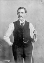 Portrait of the billiards player E Diggle, 1896.  Creator: Symmons & Thiele.