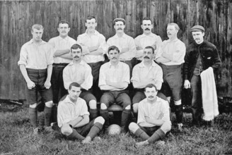 Group portrait of Preston North End football team, 1896. Creator: Symmons & Thiele.