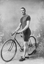 Portrait of the cyclist R Palmer, 1896.  Creator: Symmons & Thiele.