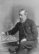 Portrait of the chess player Joseph Henry Blackburne, 1896.  Creator: George Bradshaw.