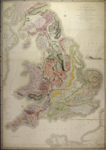 William Smith's geological map of 1815, called A Delineation of the Strata of England and Wales, wit Creator: William Smith.