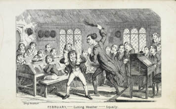 February - Cutting Weather - Squally, 1835-1853. Creator: George Cruikshank.