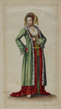 Drawing of a woman in costume of Transylvania, 17th century. Creator: Unknown.