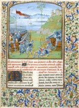 Ceasar and Pompey fighting the Gauls (Book 7), 1473-1476.  Creator: Master of the London Wavrin.