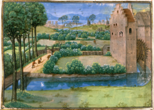 Landscape with a watermill, 15th century. Creator: Unknown.