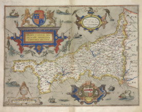 Map of Cornwall, 1579.  Creator: Christopher Saxton.