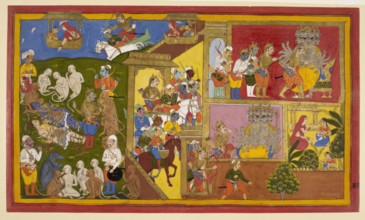 Rama and Lakshmana are bound, 1650-1652.  Creator: Sahib Din.