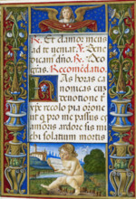 An angel holding dice on Christ's robe, and St. Philip represented as a putto, 1490-1520.  Creator: Giovan Pietro Birago.