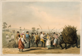 Rape threshing, 1814.  Creators: Daniel Havell, Robert Havell.