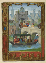 Calendar scene for May: Boating party, 1520-1530.  Creator: Workshop of Simon Bening.