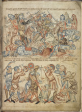 Peers and commoners fighting, c1320-1330. Creator: Unknown.
