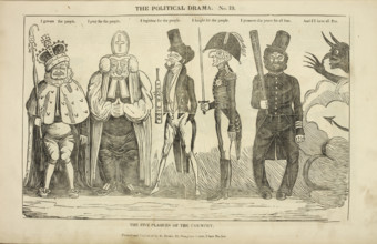 'The Political Drama, No. 19: the Five Plagues of the Country', 1834-1835.  Creator: Charles Jameson Grant.