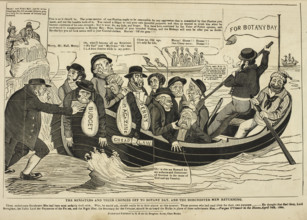 'The Ministers and their cronies off to Botany Bay, and the Dorchester men returning', 1834-1835.  Creator: Charles Jameson Grant.