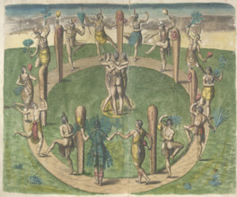 The Virginians manner of dancing at their religious festivals, 1618. Creator: Theodor de Bry.