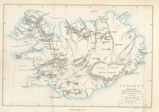 Iceland, Reduced from Olsens' Map of Iceland, 1867. Creator: Edward Weller.