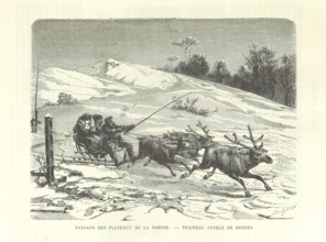 Siberian Plateau Landscape - Reindeer Sleigh, 1889.  Creator: Dumont.