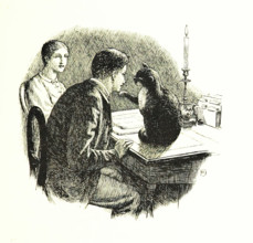 Man and woman with a cat, 1896.  Creator: Unknown.