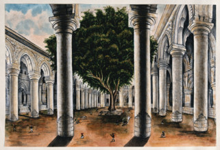 A large colonnade at Courtallum, Tamil Nadu, (between 1800 and 1899?). Creator: Unknown.