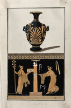 Above, red-figured Greek water jar (hydria) decorated with a palm motif; below..., 1760-9. Creator: Augustin Dahlsteen.