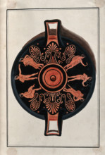Frieze decorating the inside of a Greek red-figured cup (kylix) showing naked..., 1760-9. Creator: Augustin Dahlsteen.