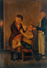 A surgeon extracting a tooth. Creator: Unknown.