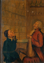 A surgeon-apothecary pulling out a man's tooth. Creator: Unknown.