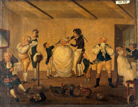A barber's shop, 1784. Creator: Bunbury, Henry William, 1750-1811 (After).
