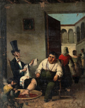 Bloodletting from the foot. Creator: Daumier, Honoré, 1808-1879 (After).