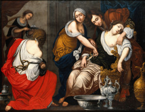 The birth of Benjamin and the death of Rachel. Creator: Furini, Francesco, 1603-1646 (After).