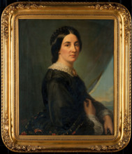 A lady (Parthenope Nightingale?) with the bay of Naples in the background. Creator: L. Rocco.