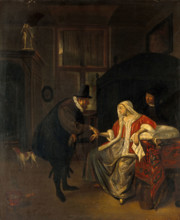 A physician taking the pulse of a lovesick girl, c1650s. Creator: Unknown.