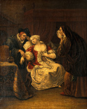 A medical practitioner taking a lady's pulse. Creator: Jan Steen.
