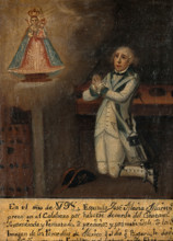 José Maria Martinez in prison praying to the Virgin of Remedies of Mexico, 1798, 1798. Creator: Unknown.