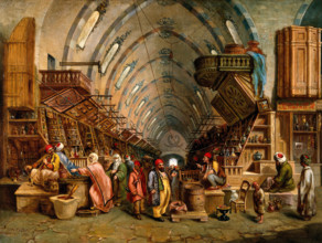 A bazaar (the Egyptian bazaar, Constantinople?). Creator: John Varley.