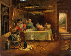 An explosion in a laboratory. Creator: Hogarth, William, 1697-1764 (After).