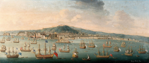 The bay of Naples with the British fleet at anchor, 1 August 1718. Creator: Gaspar Butler.