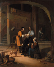 Tobias restoring the eyesight of Tobit, 1600-1699. Creator: Gerrit Dou.