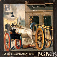 A man praying to the Madonna del Parto for a child run over by an ox-cart, 1848, 1848. Creator: Unknown.