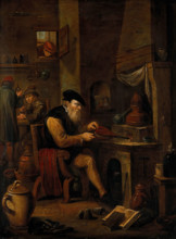 An alchemist in his laboratory, c1680s. Creator: Follower of David Teniers the younger.