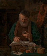 An alchemist or chemist examining a liquid, 1841. Creator: Charles-Emile Francois.