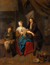 A surgeon preparing to let blood by cupping, his apprentice warming the cupping glass, c1710s. Creator: Jan Baptist Lambrechts.